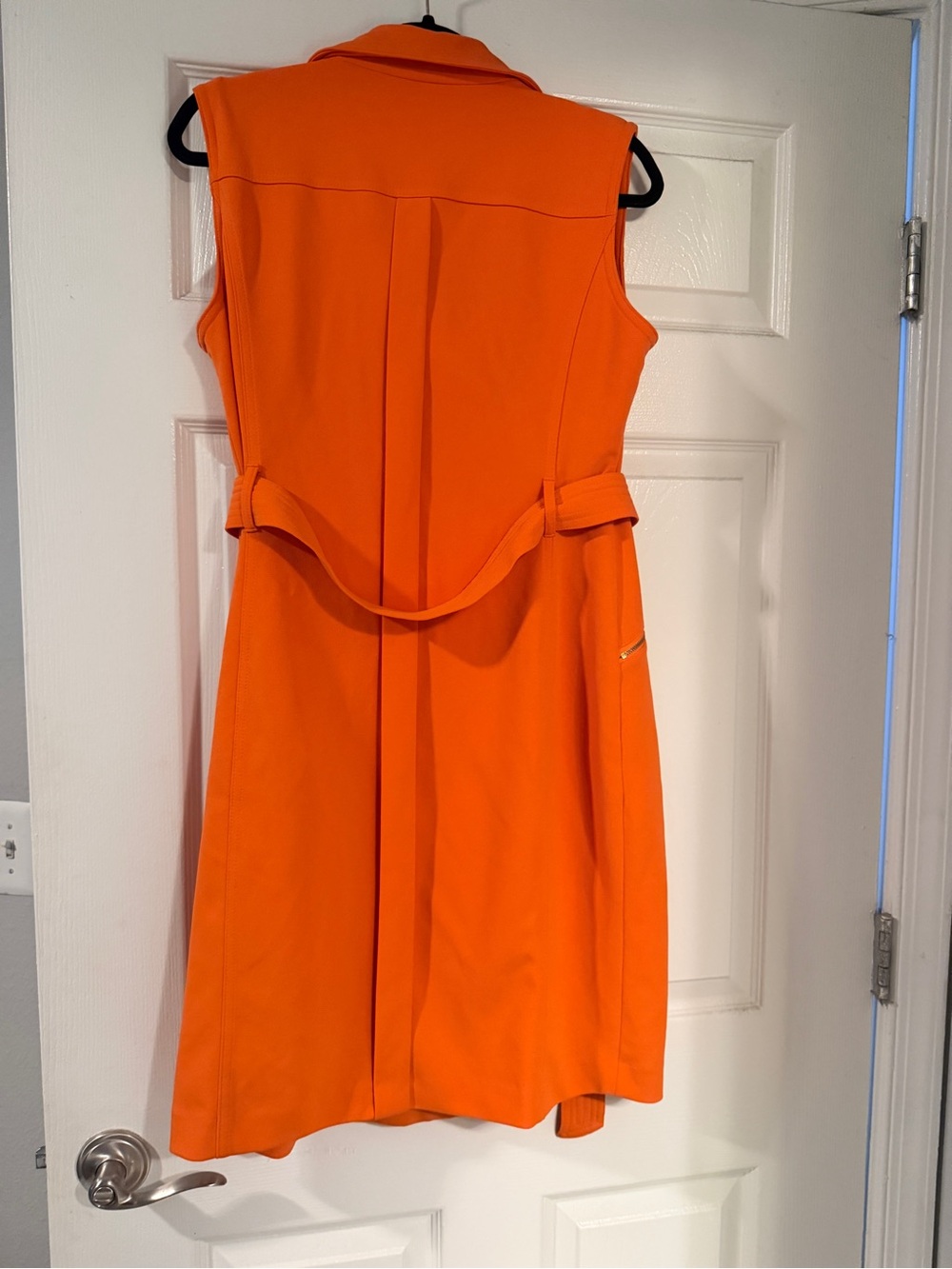Calvin Klein Bright Orange Sleeveless Zip-Front Midi Dress - Picture 5 of 5